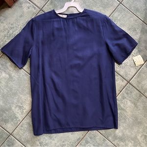 VTG 80s Eleanor Colton Navy Blue Blouse NWT